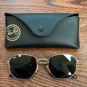 Ray-Ban Gold Frame Sunglasses with Black Lenses
